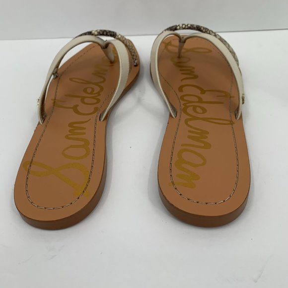 Sam Edelman Abbey flat thong slide leather sandals snake square toe shoe 8 - Picture 6 of 7